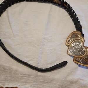 Ladies Montana Silversmiths Silver Plated Buckle With Leather Acme 28" Belt